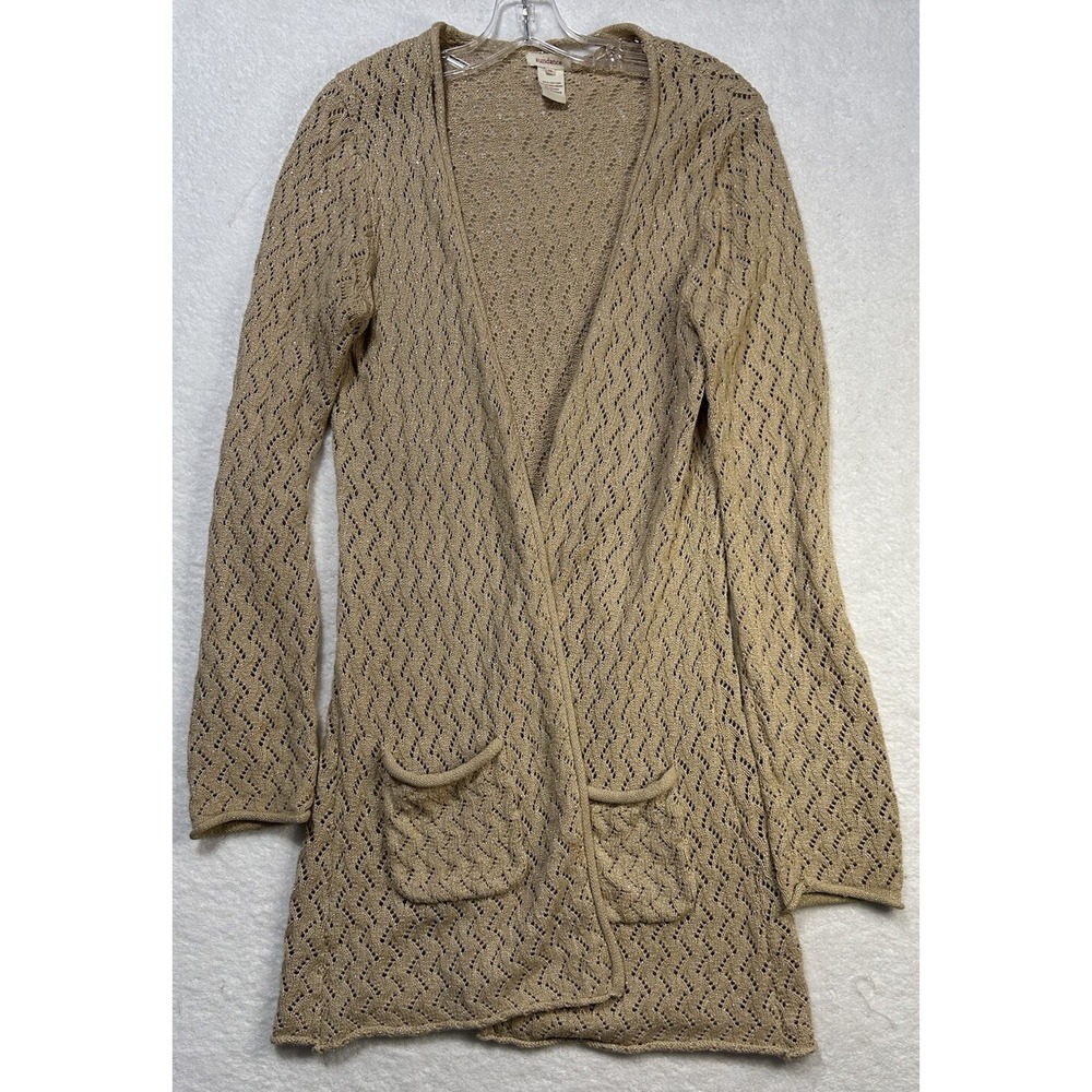 Sundance Womens Size M Beige Long Sleeve Knitted Cardigan Sweater (S8)